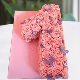 Number Cake With Dreamy Rose Design